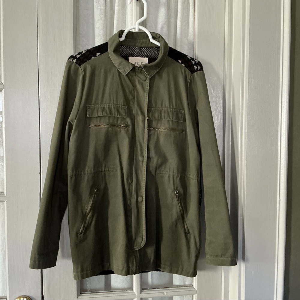 Thread & Supply Khaki Utility Jacket with Black Accents